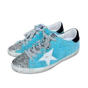 Golden goose super star blue suede low top sneakers Sz 37 us Sz 7